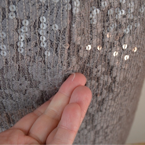Anthropologie‎ Reveillon Sequin Pencil Skirt Yoana Baraschi Light Taupe Size 6P - Picture 6 of 7